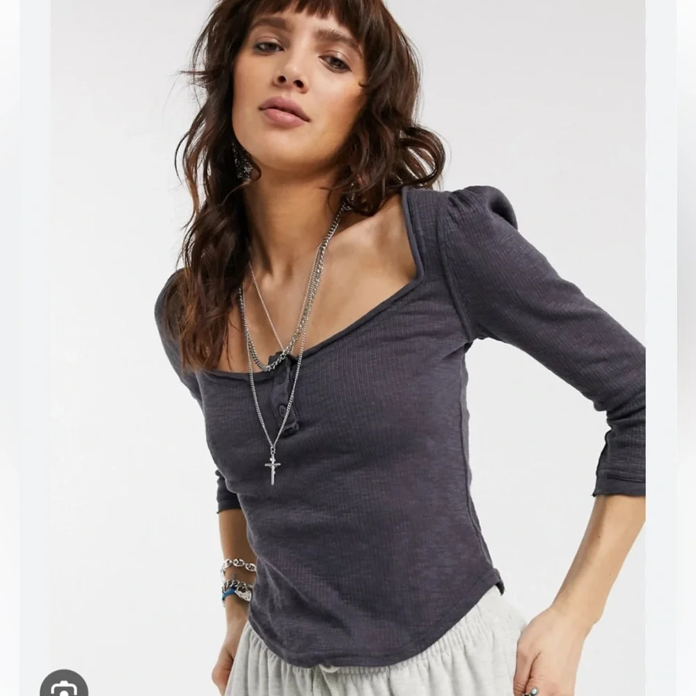 NWT FREE PEOPLE Womens Top Jaimie Henley 3/4 Sleeve White Size  S OB1103281
